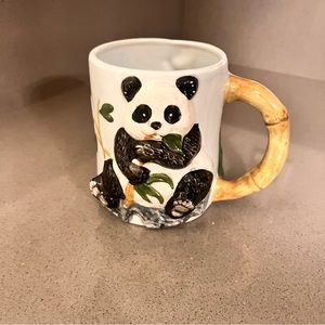 Vintage Panda Bear 3D Mug Bamboo Cup Handle